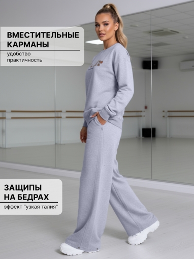 86128 Повседневный костюм - двойка без начеса (Серый меланж) (Фото 6)