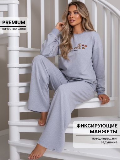 86128 Повседневный костюм - двойка без начеса (Серый меланж) (Фото 9)