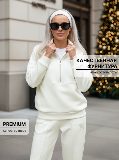 86131 Теплый спортивный костюм на молнии (Белый) (Фото 4)