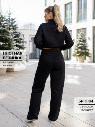 86131 Теплый спортивный костюм на молнии (Черный) (Фото 4)
