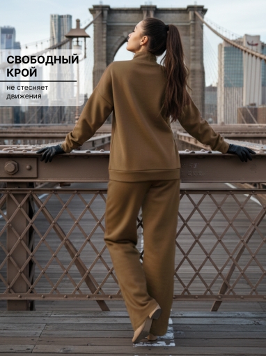 86131 Теплый спортивный костюм на молнии (Коричневый) (Фото 7)