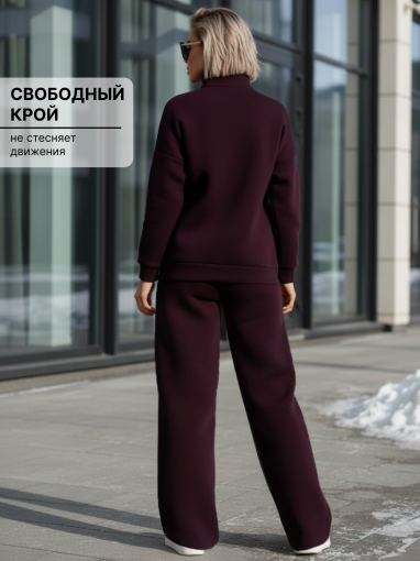86131 Теплый спортивный костюм на молнии (Бордовый) (Фото 5)