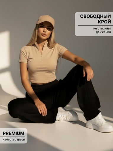 86127 Брюки палаццо классические широкие (Черный) (Фото 4)
